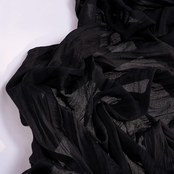 Black Halloween Table Runner Black Cheesecloth Table Runner 120 Inches Boho - Image 3