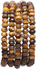 Faceted Natural Yellow Tiger Eye Stone Rondelle 4x6mm Loose Semi Gemstone Beads by Beadia