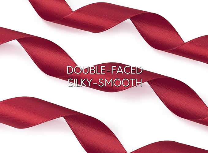 Burgundy Satin Ribbon 7/8 Inch x 50 Yards Double-Faced Ribbons - Image 3