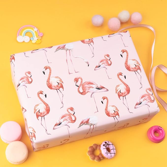 WRAPAHOLIC Reversible Flamingo Wrapping Paper - Image 4