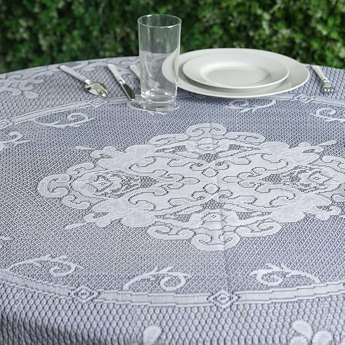 Tableclothsfactory 70" Premium Lace White Round Tablecloth - Image 3