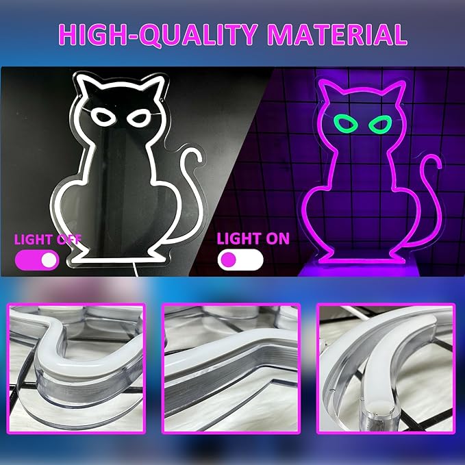 Cat Neon Signs for Wall Decor, Halloween Cat LED Light Table Decoration for Bar - Image 3