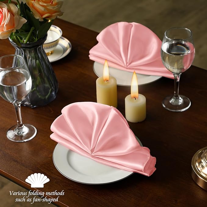 Manyshofu 60 Piece Blush Satin Napkins - Image 6