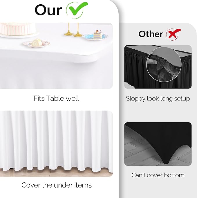 Wish Care 6 Pack White Spandex Table Clothes - Image 7