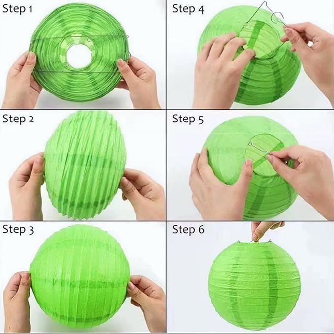 Green Orange Paper Lanterns Decorative 15pcs Party Hanging Decorations - Image 6