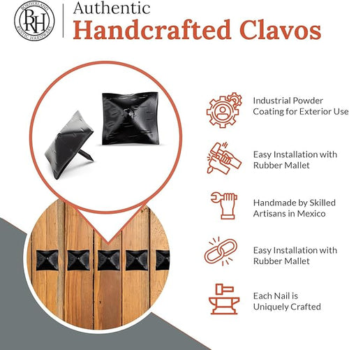 100 Pack 1.5" Square Head Iron Clavos Decorative Nails – Black – Handmade - Image 2