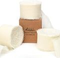 Ribbli Ivory Chiffon Ribbon 1-1/2 inch x 30 Yard Handmade Fringe Chiffon Ivory by Ribbli