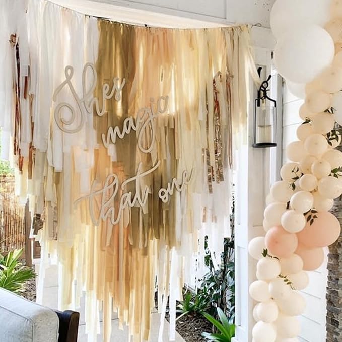 PartyWoo Light Brown Crepe Paper Streamers 4pcs 328ft Pack of Nude Boho Neutral - Image 4