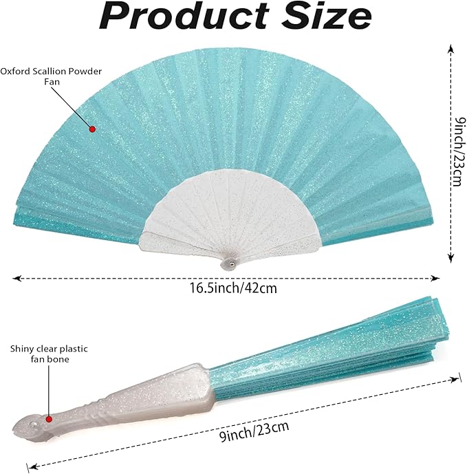 24 Pack Handheld Fan, Folding Hand Glitter Fan - Image 2