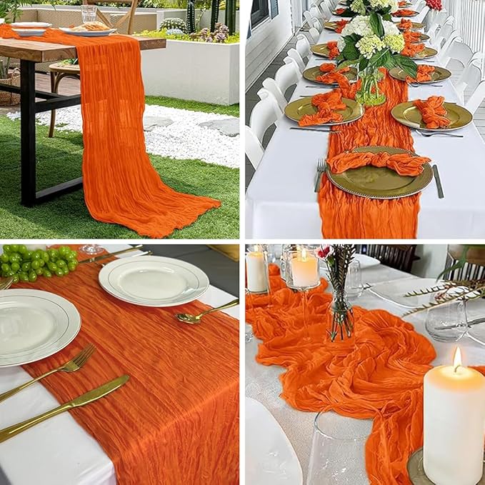 10 Pack Orange Cheesecloth Table Runner -21*120Inch Long Boho Wedding Table - Image 6