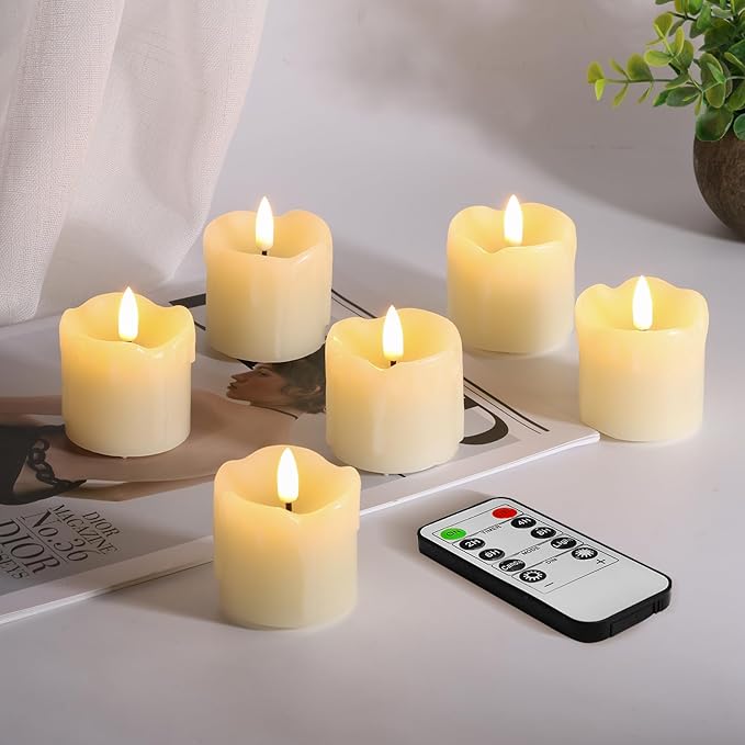 Eywamage Ivory Dripping Wax Flameless Votive Candles - Image 6