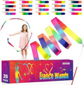 20 Pack Ribbon Dancer Wands for Kids, Rainbow Streamers Dance Ribbon, Party by HAPMARS