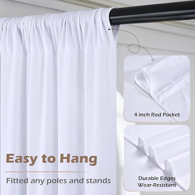 10ft x 15ft White Wrinkle Free Backdrop Curtains - Image 5