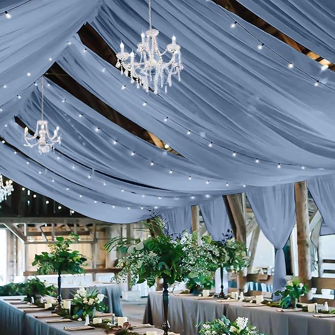 6 Panels Dusty Blue Ceiling Drapes - Image 5