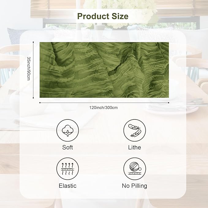 10 Pack Olive Green Cheesecloth Table Runner 35x120 Inch 10Ft Rustic Gauze - Image 4