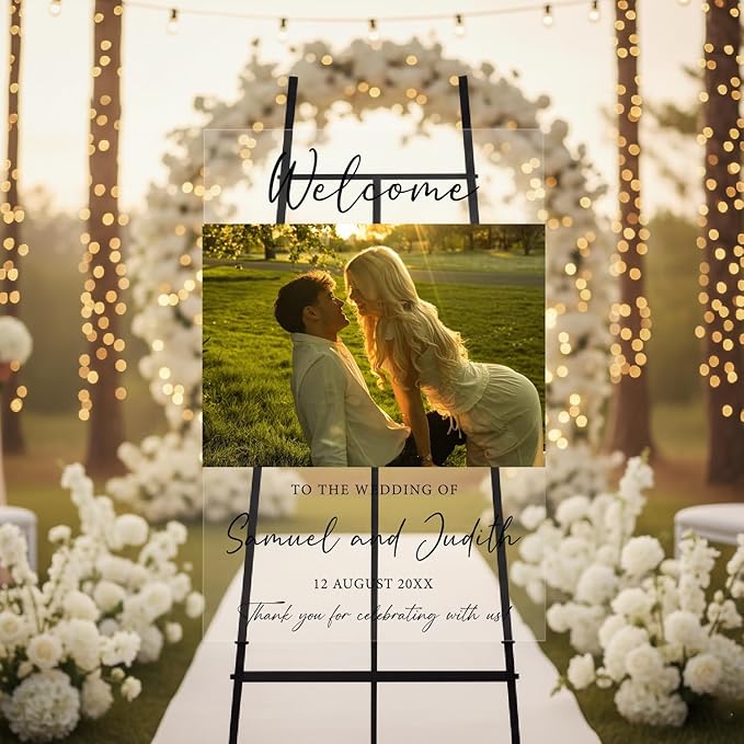 Personalized Wedding Photo Acrylic Welcome Sign – Custom Picture Board by Unknown
