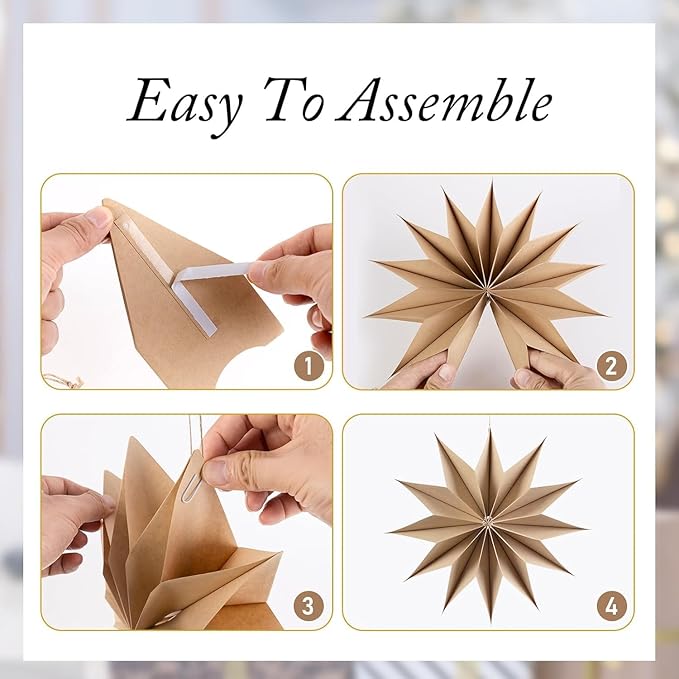 Easy Joy 3Pcs Boho Paper Landern Star - Image 4