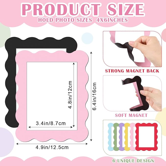 Kingdder 12 Pcs Scalloped Magnetic Picture Frame - Image 2