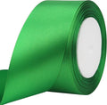 Green Solid Satin Ribbon 2 Inch 25 Yards Solid Polyester Fabric Ribbon by Riunbb