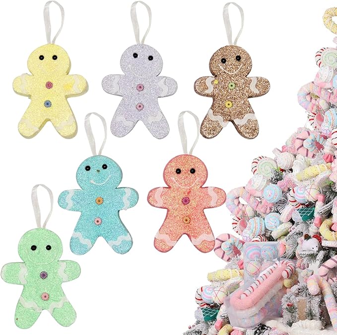 LANGXUN 6pcs Gingerbread Man Candy Land 2025 Xmas Party Suppiles Decoration by LANGXUN