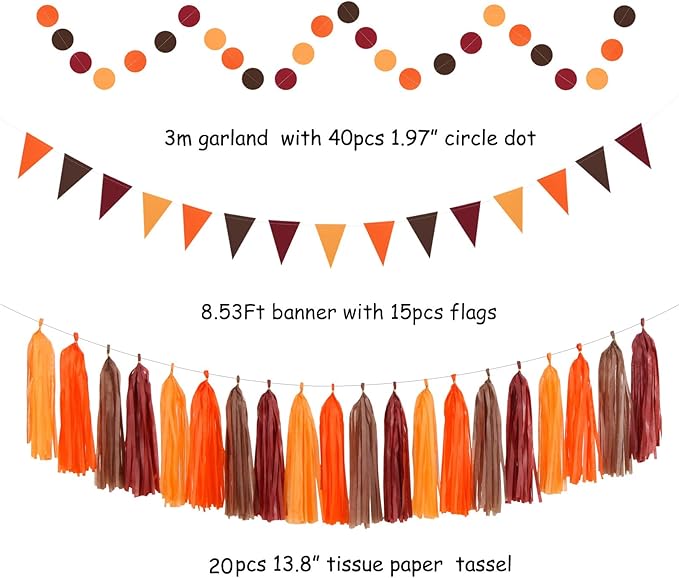 Boho Baby-Shower Burgundy Brown-Orange Party-Decorations - Image 2