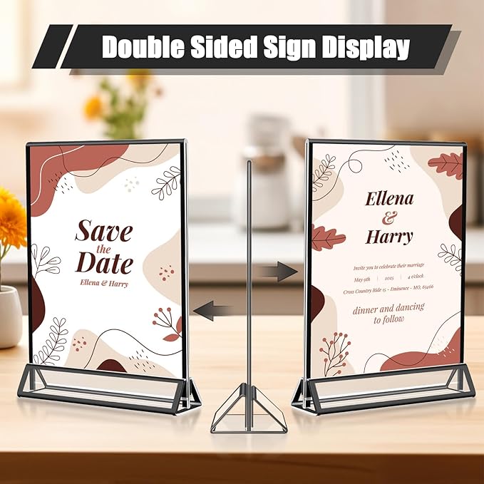 15 Pack Acrylic Sign Holder 5x7, Wedding Black Frame Table Number Holders - Image 2