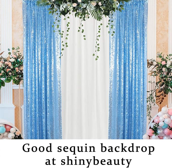 ShinyBeauty 4x10 FT Baby Blue Sequin Backdrop Curtains Glitter Photography - Image 6