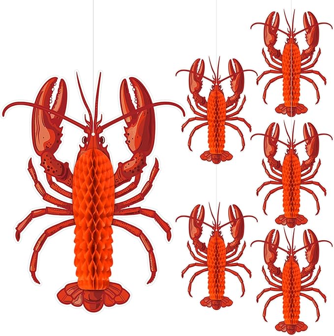 Jetec 6 Pcs Tissue Crab Lobster Honeycomb Centerpiece Hanging Crab Lobster by Jetec