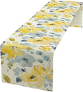 Watercolor Floral Table Runner, Seasonal Summer Yellow Flower Print Kitchen by Unknown