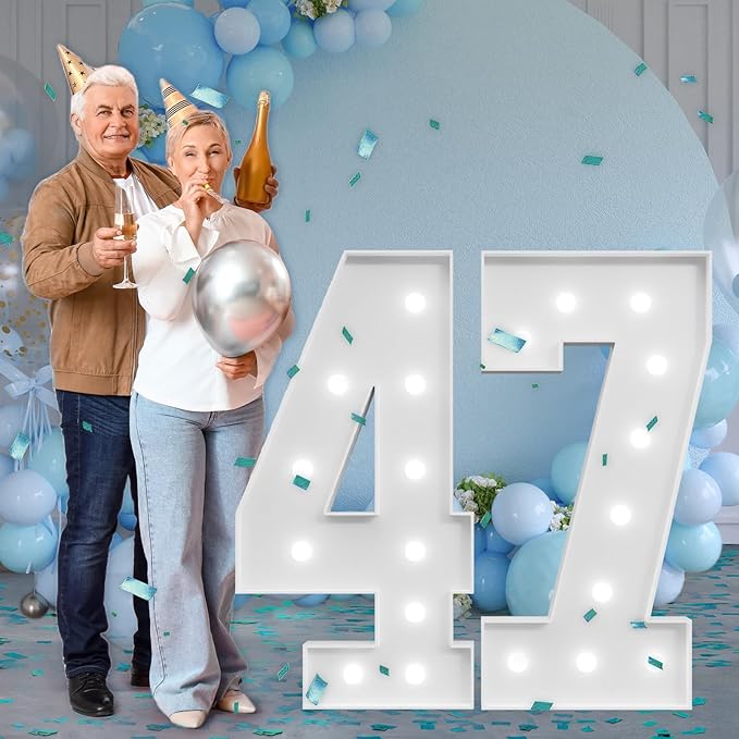imprsv Marquee Numbers Large 47th-Birthday Decorations: 4ft Light Up Number - Image 7