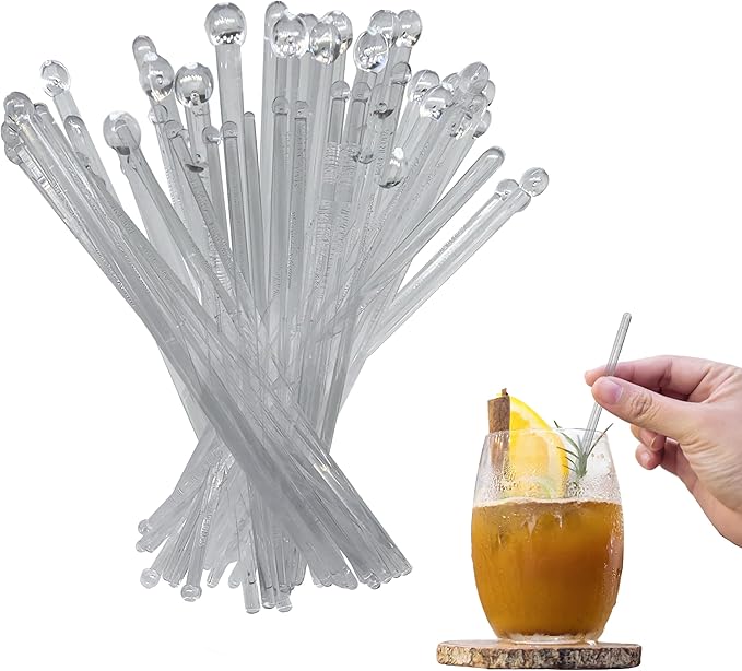 Coffee and Cocktail Stirrers, Reusable Plastic Drink Stirrer Sticks, 100 Ball by RoyerCorporation