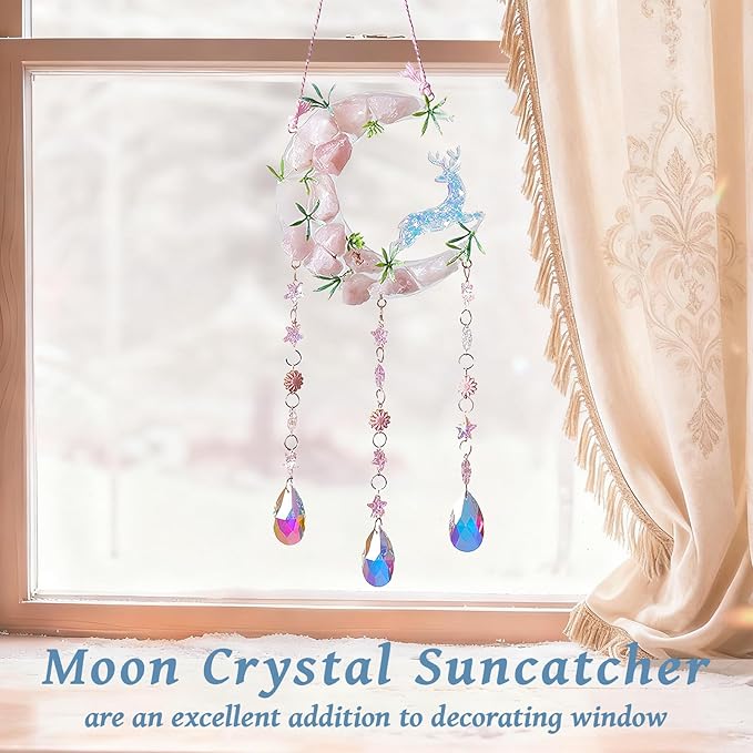 TUOKING Crystal Suncatchers for Window Green Deer Pink Dreamy Crystal Natural - Image 6