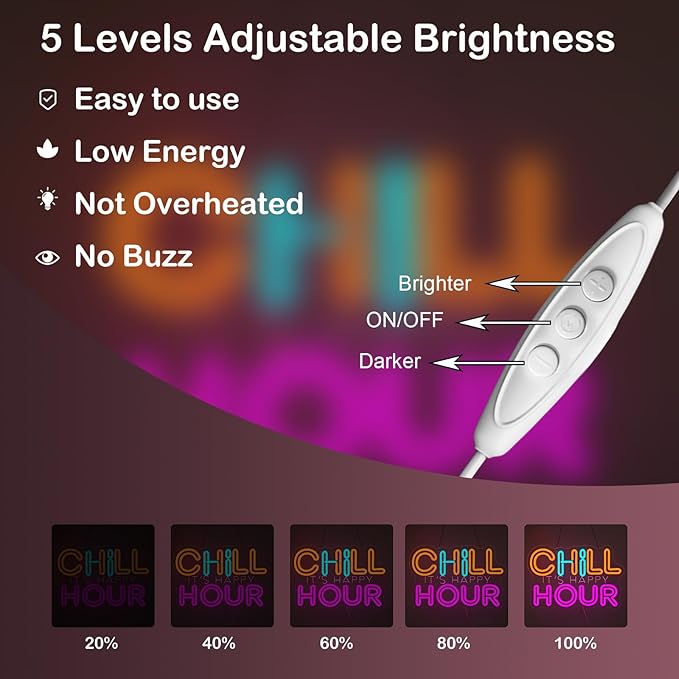 CHILL HOUR Neon Sign, Colorful LED Wall Light - Image 7