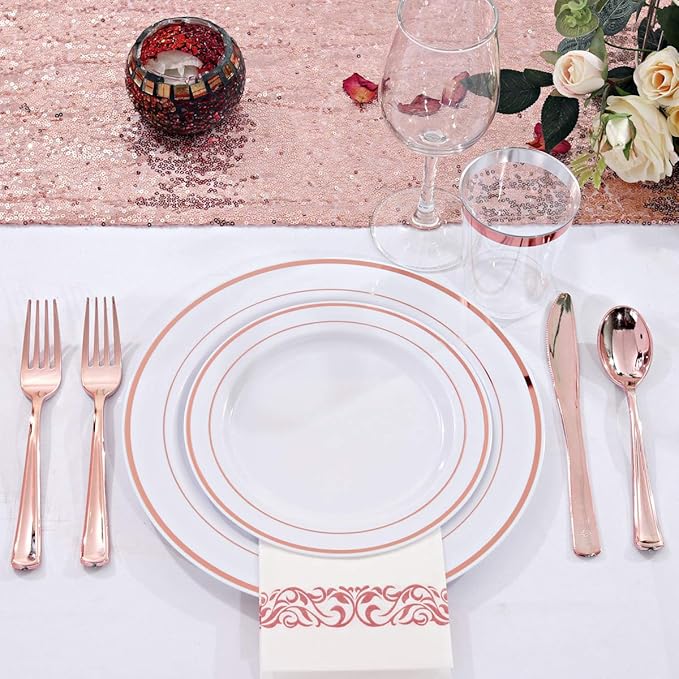 WDF160 Piece Rose Gold Disposable Cutlery Set - Image 6