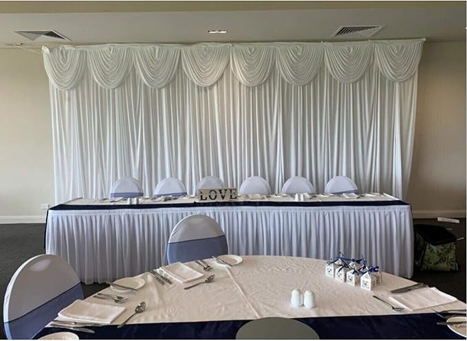 MYOYAY Luxury Ice Silk Backdrop Curtains 10x10ft Wedding Stage Backdrop Drapes - Image 8