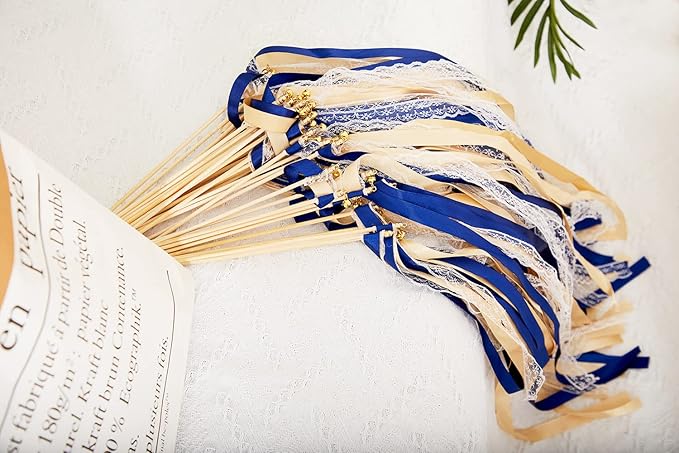 100 Pack Ribbon Wedding Wands Sticks Wedding Party Favors Streamers - Image 3