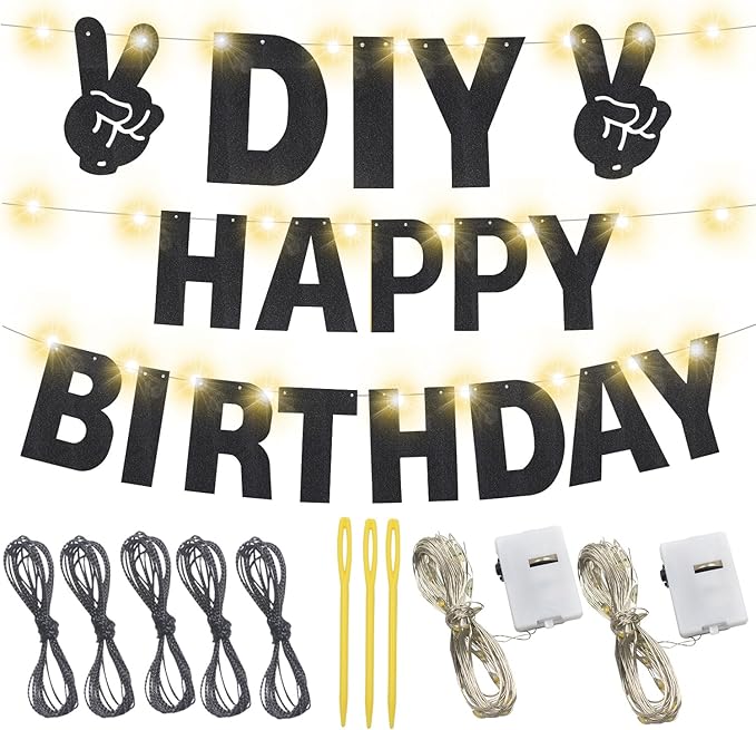 167Pcs DIY Glitter Customizable Banner Kit Happy Birthday Custom Letters Banner - Image 4