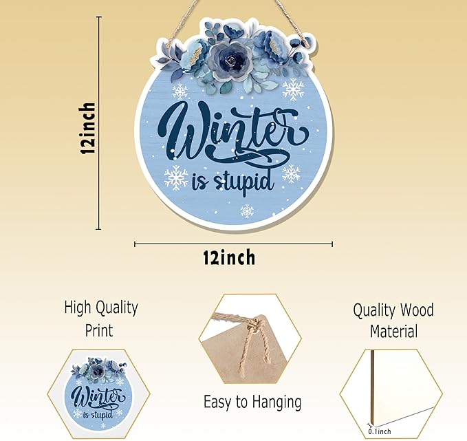 CGBHW Funny Navy Blue Winter Christmas Wooden Sign, Winter Snowflake Snowy - Image 7