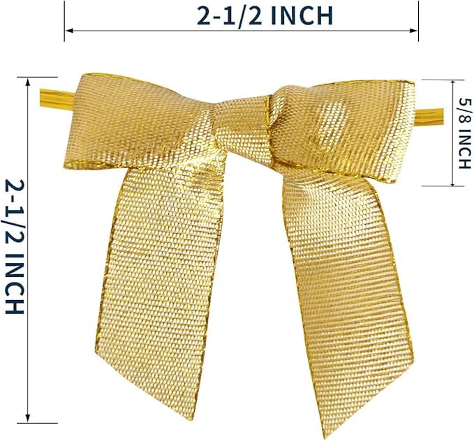 50pcs 2-1/2" Metallic Gold Bows - Image 3