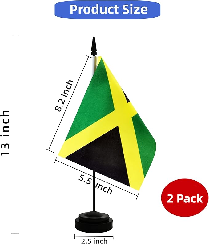 2 Pack Jamaica Desk Flag, Jamaican Table Office Flag - Image 2