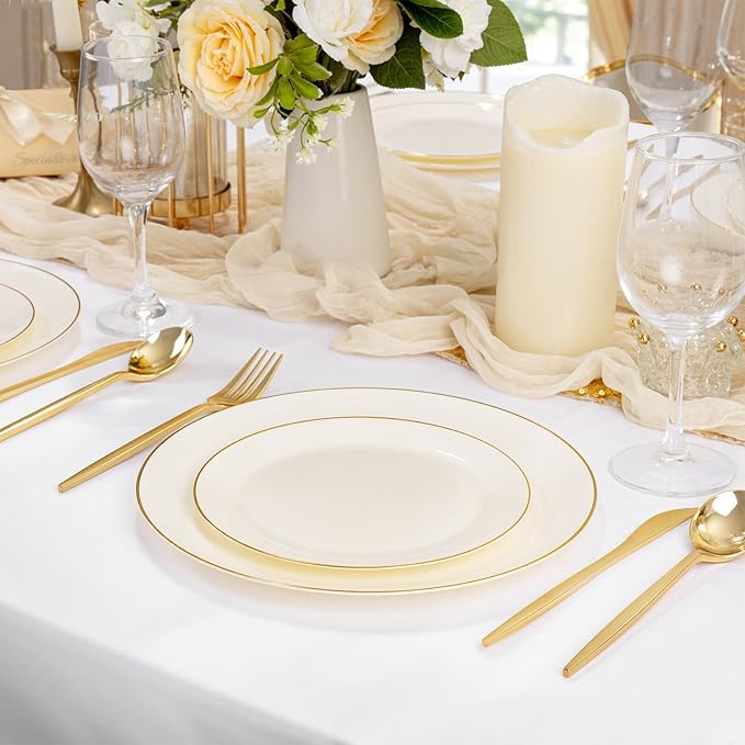 bUCLA 200PCS Ivory Plastic Plates - Image 4