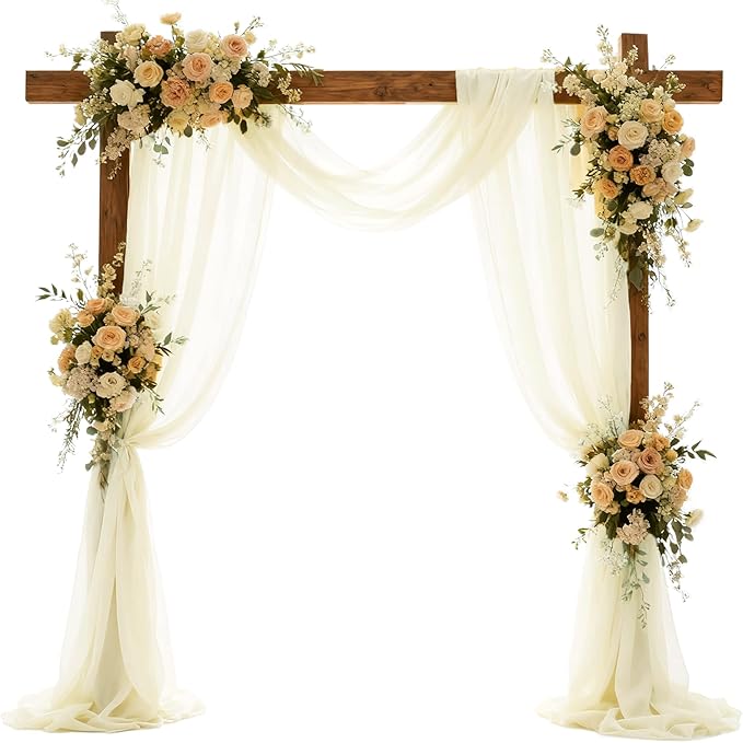 Wedding Arch Draping Fabric 29" x 18 FT Light Yellow Sheer Chiffon Outdoor by Jevix