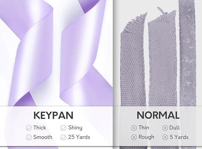 Lavender Satin Ribbon 2.5 Inch Double-Faced Ribbons 25 Yards - Image 4