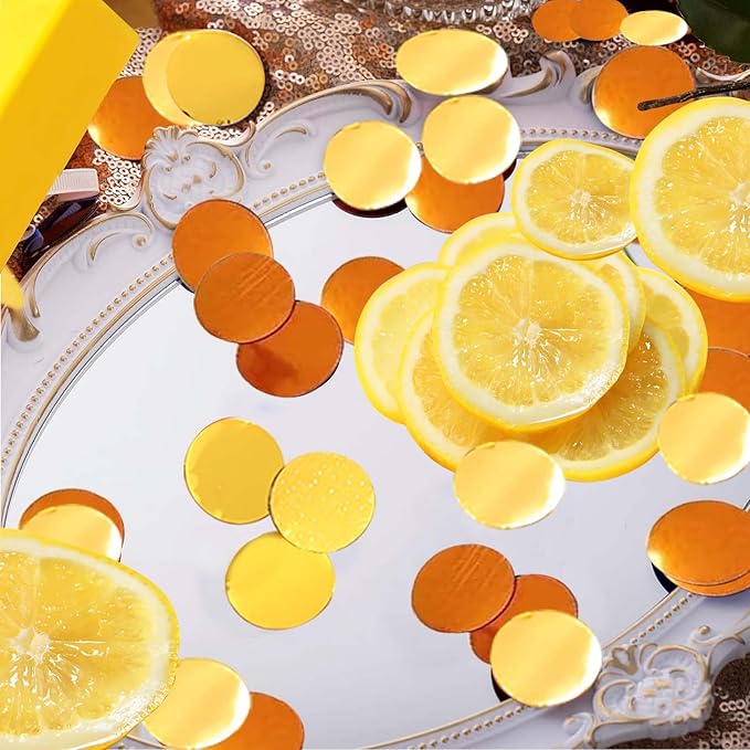 Gold and Orange Round Foil Confetti Beautiful Metallic Table Confetti - Image 4