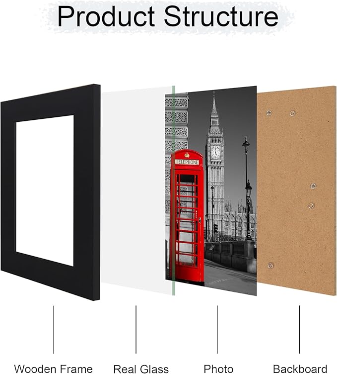 5x7 Picture Frame Set of 4, High Definition Glass Black Picture Frame, 5 x 7 - Image 3