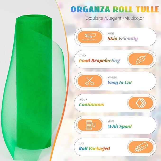 Crystal Organza Fabric Tulle 11 Inch by 50 Yards Sheer Tulle Rolls - Image 3