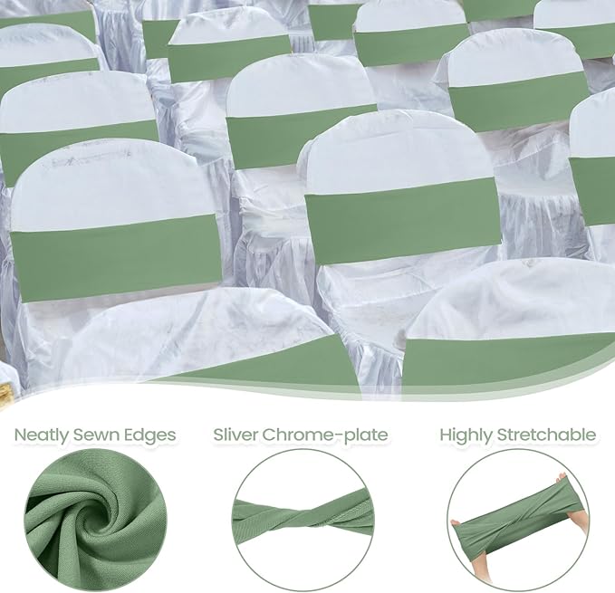 Kinlop 50 Pcs Spandex Chair Sashes Bows Chair Bands Slider Sashes - Image 3