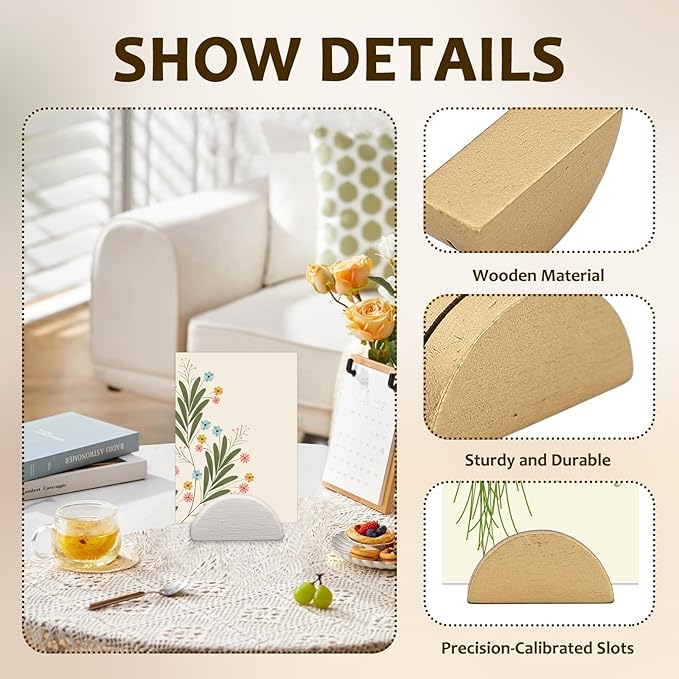 40 PCS Gold and White Table Number Stands, Wooden Table Number Holders - Image 3