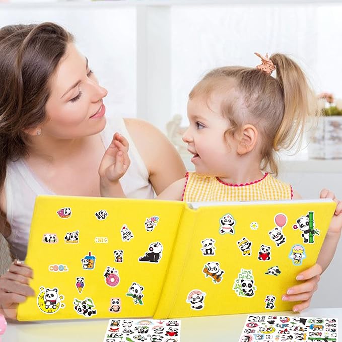 Cute Panda Stickers Cool Funny Panda Adhesive Waterproof Stickers 665 Counts - Image 4