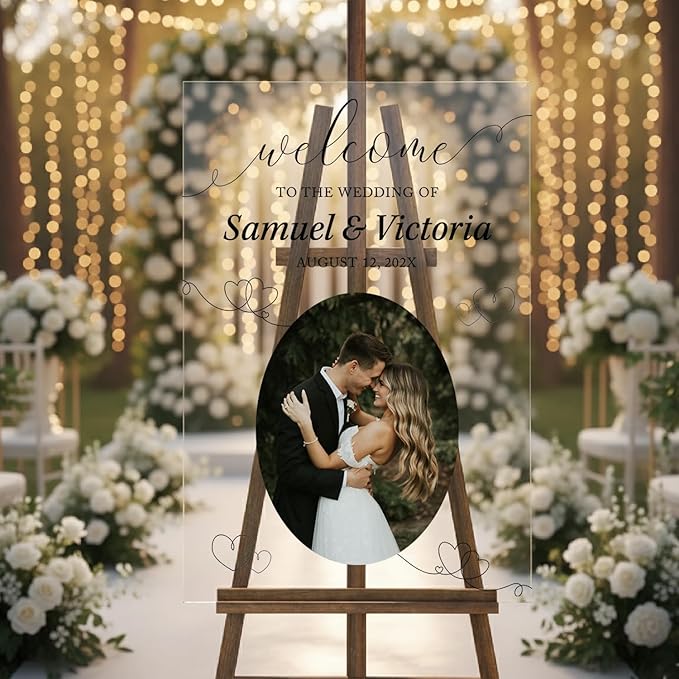 Personalized Wedding Photo Acrylic Welcome Sign – Custom Picture Board - Image 2